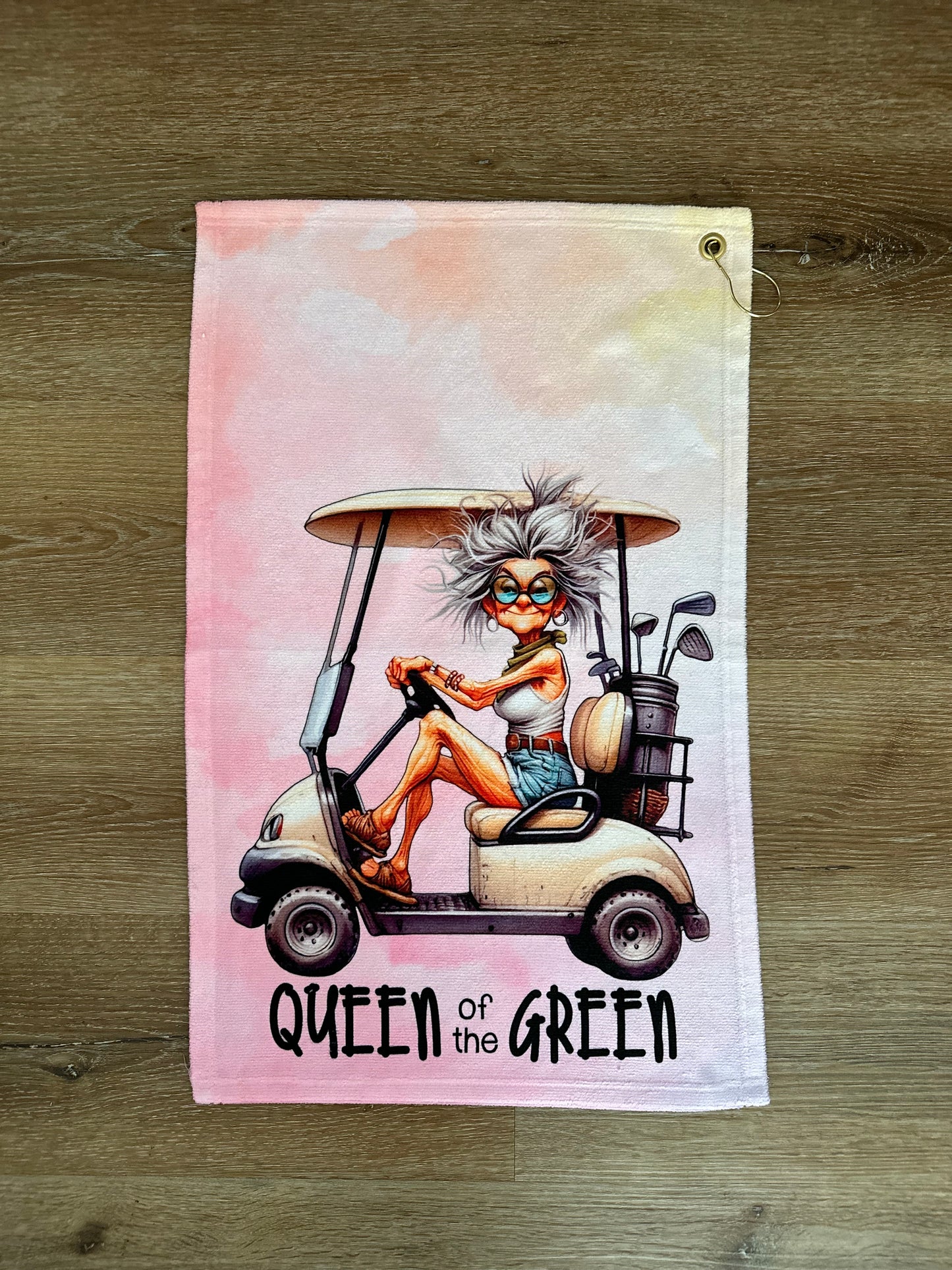 Pink Queen of the green Sports Towel