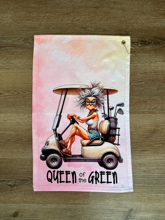 Pink Queen of the green Sports Towel