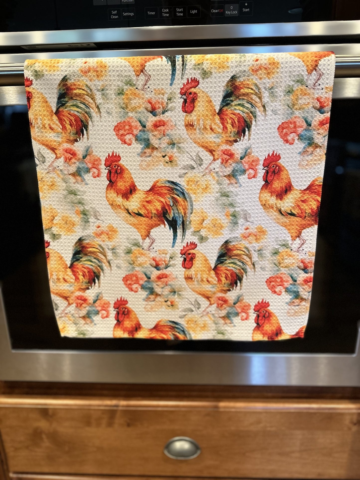 Roosters Waffle kitchen towel