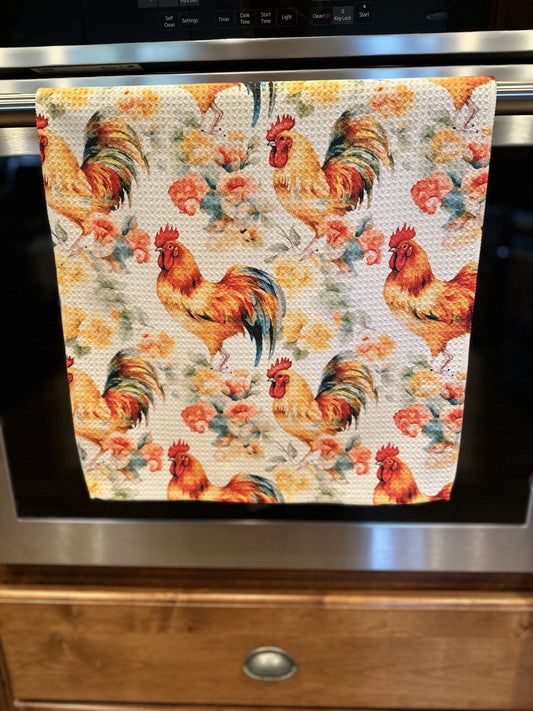 Roosters Waffle kitchen towel