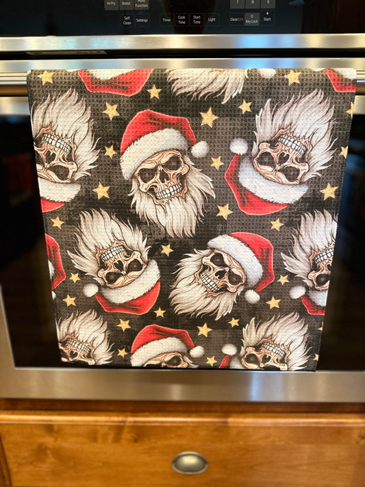 Skeleton Santa Waffle Kitchen Towel