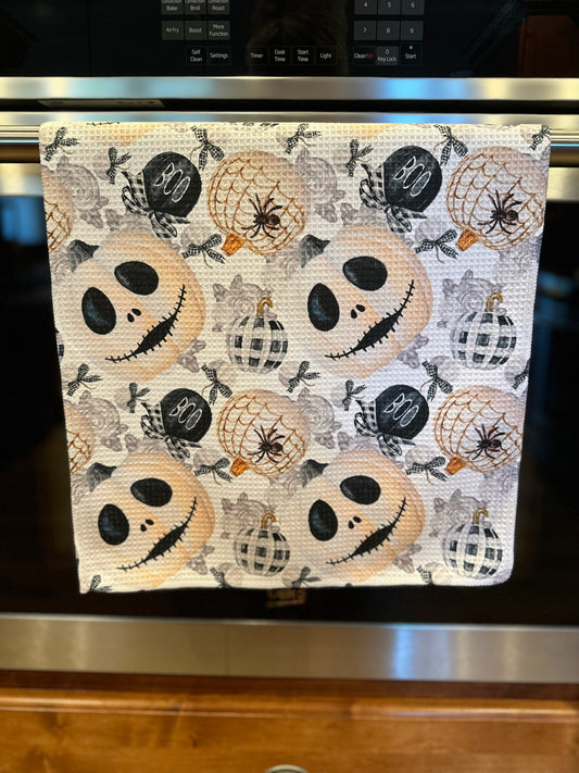 Skelton Pumpkin Waffle Kitchen Towel