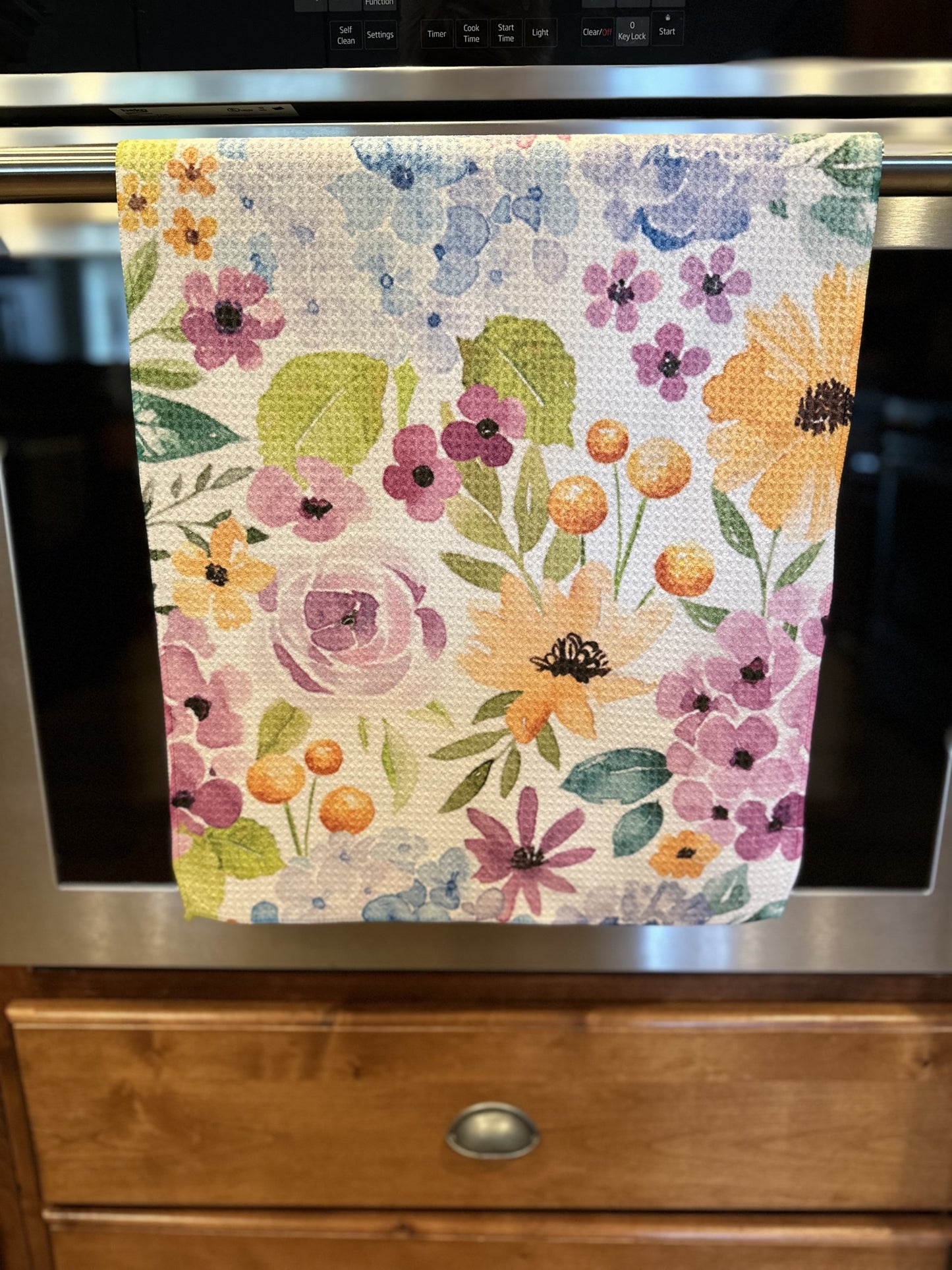 Spring Garden Waffle kitchen towel