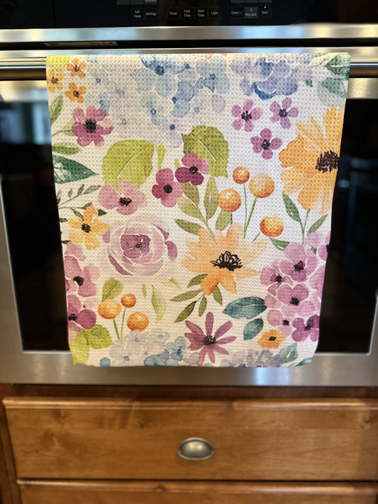 Spring Garden Waffle kitchen towel