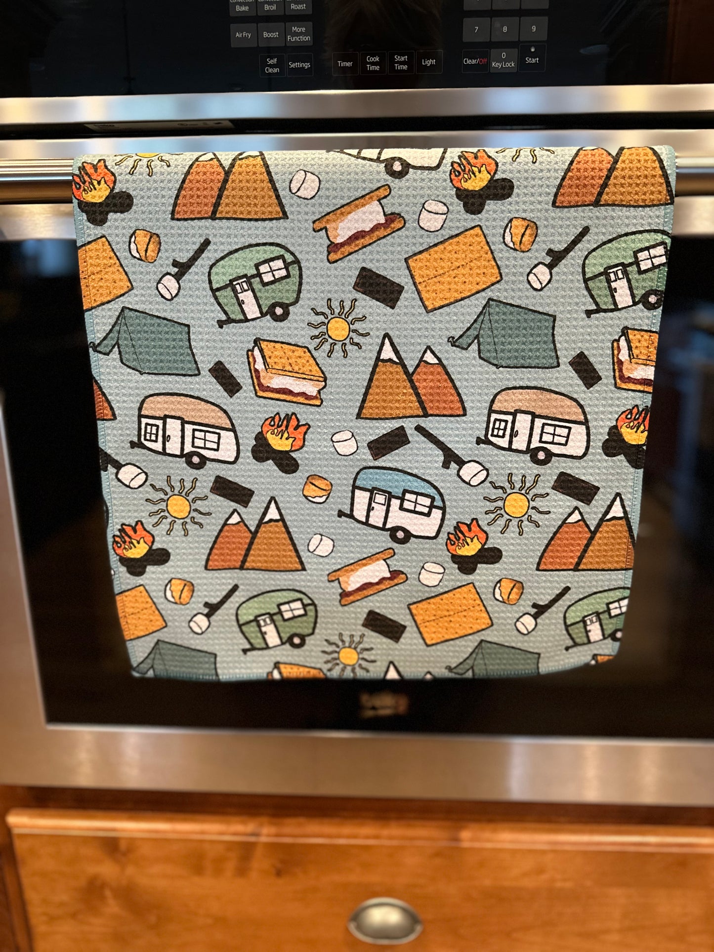 Summer Camping Waffle Kitchen Towel