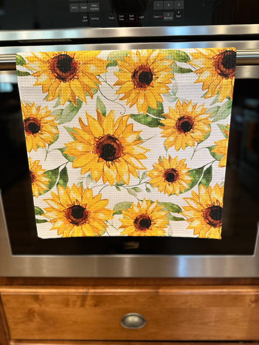 Bold & Beautiful Sunflower Waffle Kitchen Towel