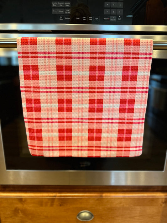 Valentine Plaid Waffle Kitchen Towel
