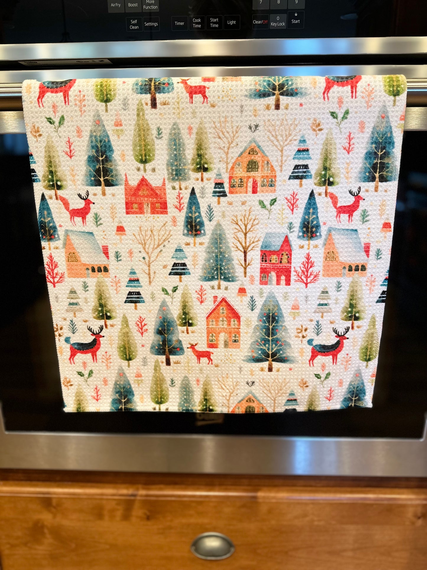 Winter Village Waffle Kitchen Towel