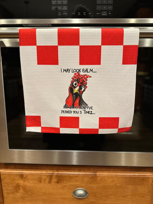 I may look calm Waffle kitchen towel