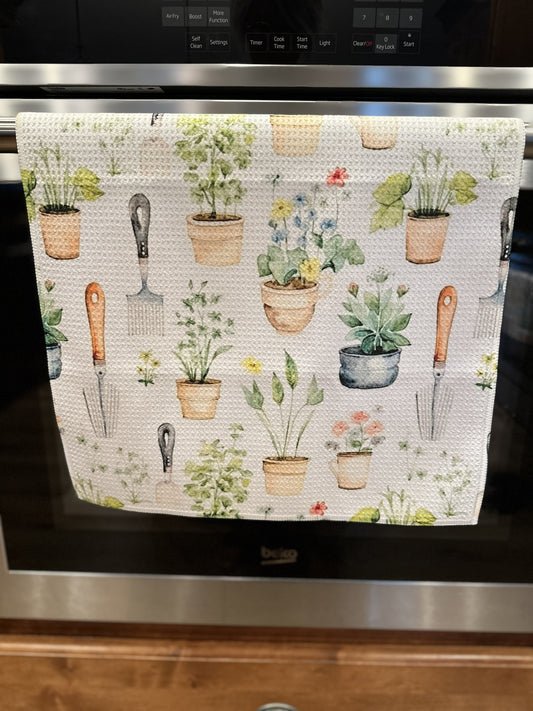 Gardening Waffle Kitchen Towel